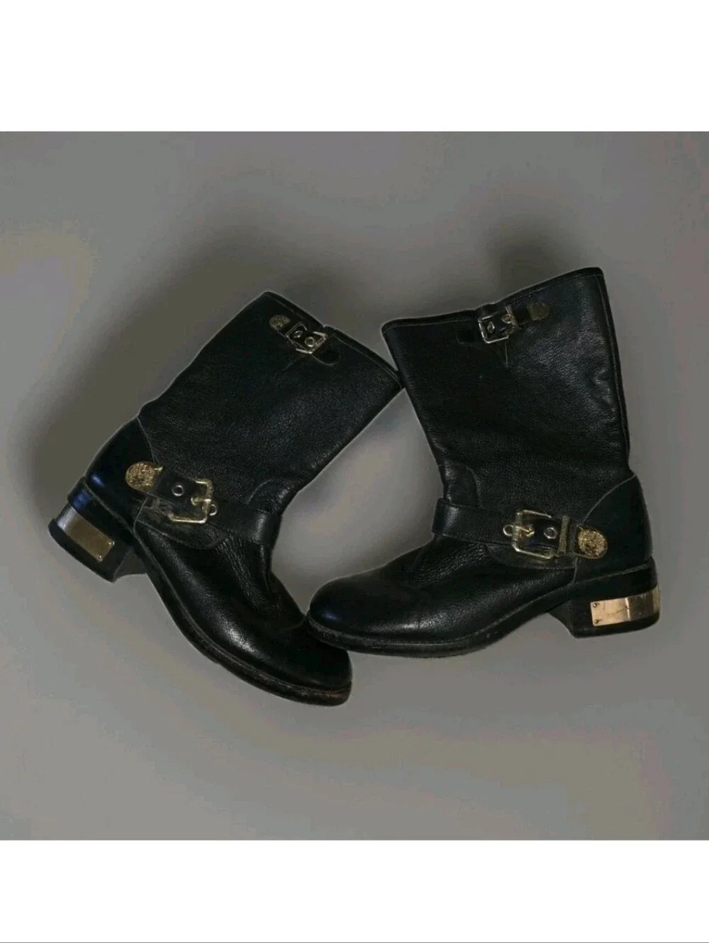 Vince Camuto  Winchell Women's Black & Gold Leather Boots US Size 7 1/2 M
